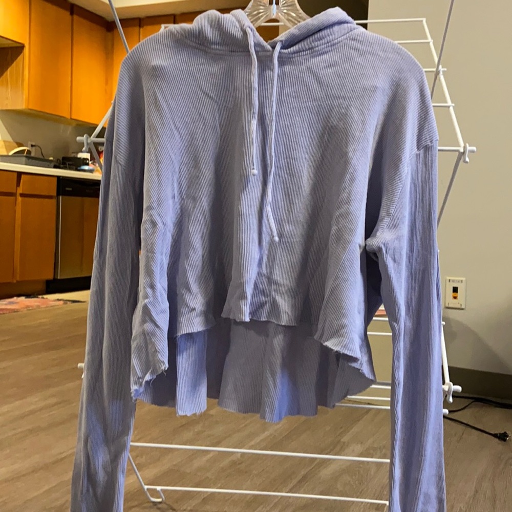 John Galt purple waffle pullover sweatshirt—size S